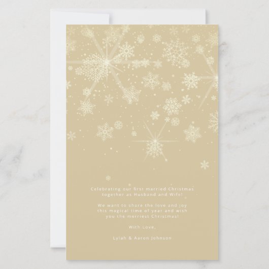 Cheap Just Married First Christmas Gold Snowflakes (Achterkant)