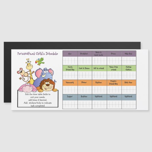 CHEAP KINDER SCHEMA/TIMETABLE Reward Chart MAGNET (Voorkant / Achterkant)