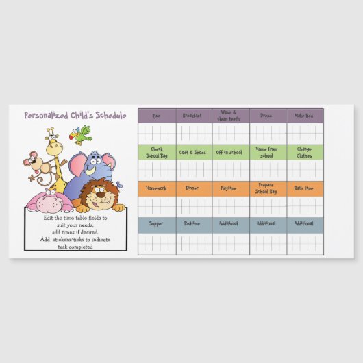 CHEAP KINDER SCHEMA/TIMETABLE Reward Chart MAGNET (Voorkant)