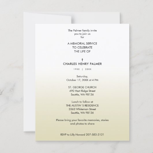 Cheap Modern Gradient Minimalist Photo Funeral (Achterkant)