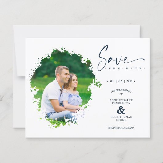 Cheap Modern Grunge Ink Effect Photo Weddenschap (Voorkant)