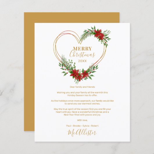 Cheap Modern Merry Christmas Poinsettias Heart (Voorkant / Achterkant)