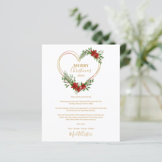 Cheap Modern Merry Christmas Poinsettias Heart  (Staand voorkant)