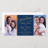 Cheap Navy Gold Foto Collage Weddenschap (Voorkant / Achterkant)