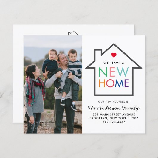 Cheap New Home Change of Address Photo Moving Kaar (Voorkant / Achterkant)