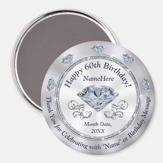 Cheap Personalize, Party Favors for 60th Birthday, Magneet (Voorkant / Achterkant)