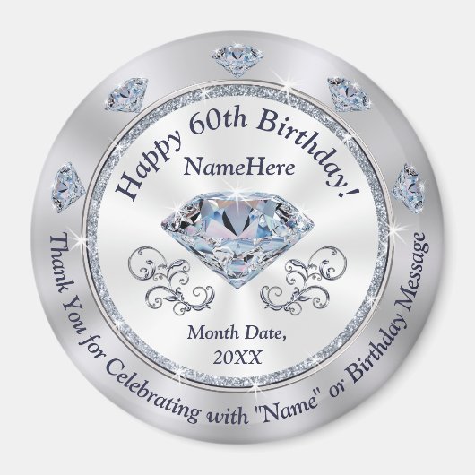 Cheap Personalize, Party Favors for 60th Birthday, Magneet (Voorkant)