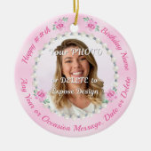 Cheap, Personalized Photo Birthday Ornaments, Pink Keramisch Ornament (Voorkant)