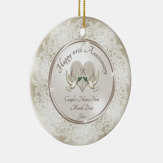 Cheap Personalized Wedding Jubileum Ornaments Keramisch Ornament (Rechts)