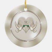 Cheap Personalized Wedding Jubileum Ornaments Keramisch Ornament (Achterkant)