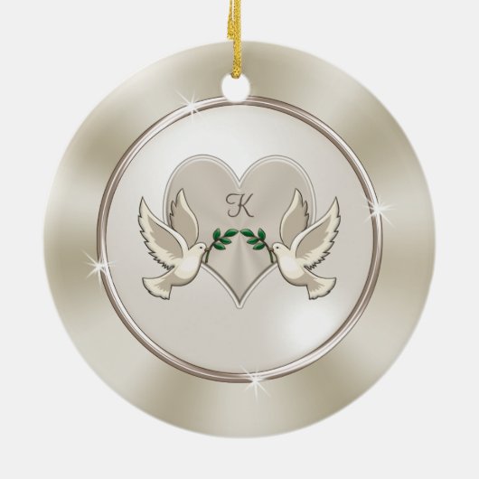 Cheap Personalized Wedding Jubileum Ornaments Keramisch Ornament (Achterkant)