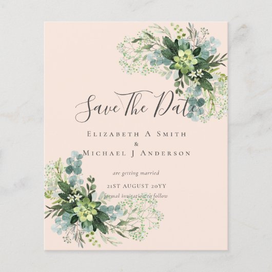 CHEAP Photo Save Dates Eucalyptus Leaves Greenery (Voorkant)