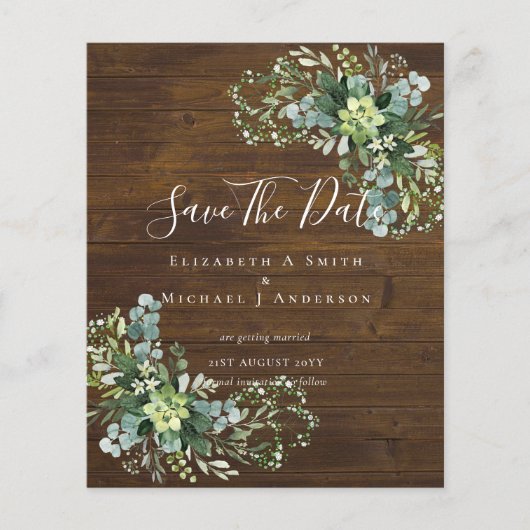 CHEAP Photo Save Dates Eucalyptus Leaves Greenery Flyer (Voorkant)