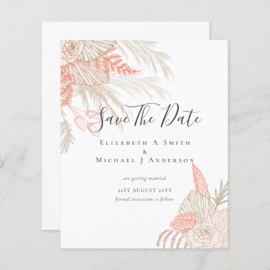 CHEAP Photo Save Dates PAMPAS GRASS Terracotta (Voorkant / Achterkant)