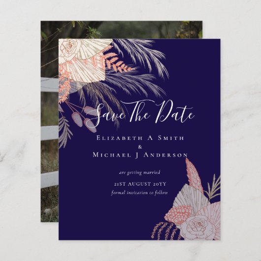 CHEAP Photo Save Dates PAMPAS GRASS Terracotta (Voorkant / Achterkant)