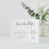 CHEAP Photo Save Dates Rustic Gypsophila Mason Jar (Staand voorkant)