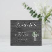 CHEAP Photo Save Dates Rustic Gypsophila Mason Jar (Staand voorkant)