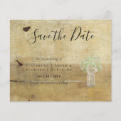 CHEAP Photo Save Dates Rustic Gypsophila Mason Jar (Voorkant)