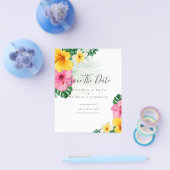 CHEAP Photo Save Dates TROPICAL FLOWEWBeach Flyer (Enkel)