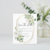 CHEAP Photo Save Dates White Floral Greenery Leaf (Staand voorkant)