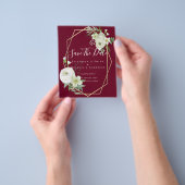 CHEAP Photo Save Dates White Floral Greenery Leaf Flyer (Hand)