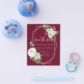 CHEAP Photo Save Dates White Floral Greenery Leaf Flyer (Enkel)