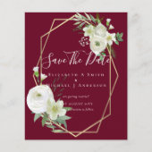 CHEAP Photo Save Dates White Floral Greenery Leaf Flyer (Voorkant)