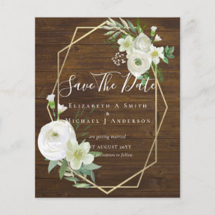 CHEAP Photo Save Dates White Floral Greenery Leaf Flyer