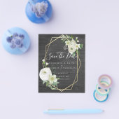 CHEAP Photo Save Dates White Floral Greenery Leaf Flyer (Enkel)