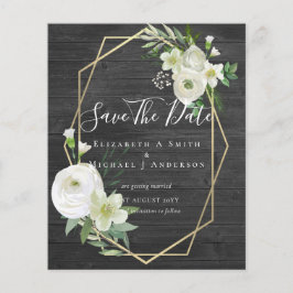 CHEAP Photo Save Dates White Floral Greenery Leaf Flyer