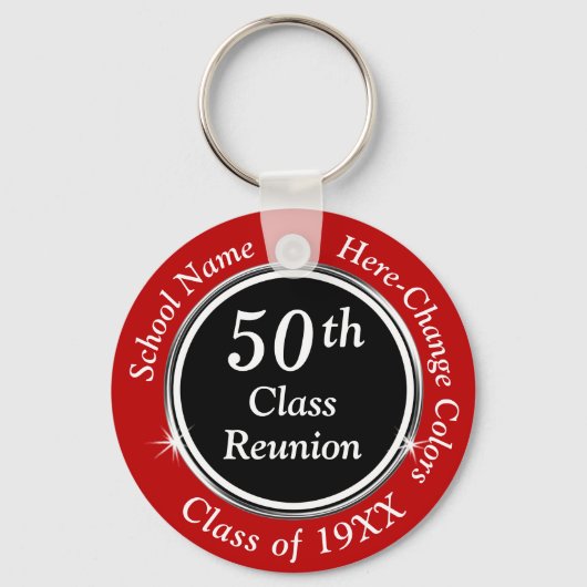 Cheap Red Black en White 50th Class Reunion Gifts Sleutelhanger (Voorkant)