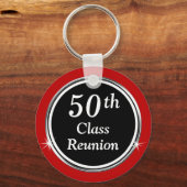 Cheap Red Black en White 50th Class Reunion Gifts Sleutelhanger (Achterkant)