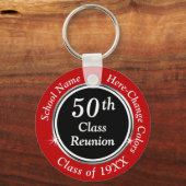 Cheap Red Black en White 50th Class Reunion Gifts Sleutelhanger (Voorkant)