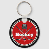 Cheap Red en Black Aangepaste Hockey-Sleutelhanger Sleutelhanger (Achterkant)