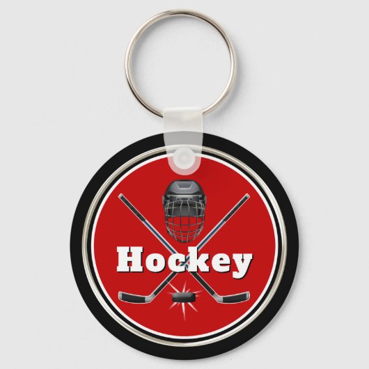 Cheap Red en Black Aangepaste Hockey-Sleutelhanger Sleutelhanger (Achterkant)