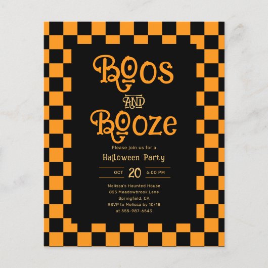 Cheap Retro Boos And Booze Halloween Party Flyer (Voorkant)