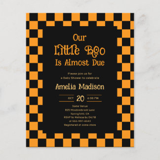 Cheap Retro Little Boo Halloween Baby Shower Flyer