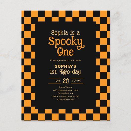 Cheap Retro Spooky One Halloween Birthday Flyer (Voorkant)