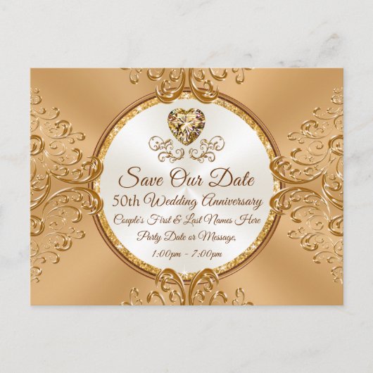 Cheap, SAVE the DATE 50th Wedding Jubileum, Aankondigingskaart (Voorkant)