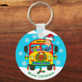 Cheap School Bus Driver met kerstcadeautjes, zijn  Sleutelhanger (Voorkant)