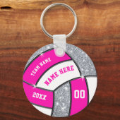 Cheap Silver, Pink en White Volleyball Sleutelhang Sleutelhanger (Voorkant)