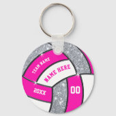 Cheap Silver, Pink en White Volleyball Sleutelhang Sleutelhanger (Achterkant)