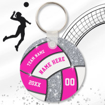Cheap Silver, Pink en White Volleyball Sleutelhang