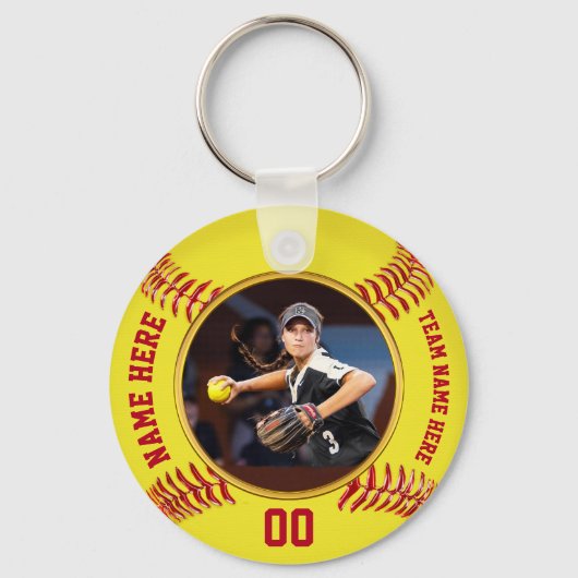 Cheap Softball Gifts for Team, PHOTO, Persoonlijk Sleutelhanger (Voorkant)