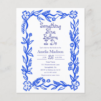 Cheap Something Blue Flower Bridal Shower Flyer