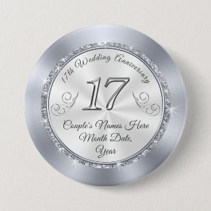 Cheap Speciaal 17th Wedding Jubileum Pins Ronde Button 7,6 Cm