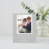 Cheap Swirly Flourish Grey Ornament Photo Newlywed (Staand voorkant)