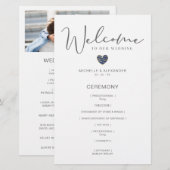Cheap Wedding Gray Whimsical Foto Navy Blue Heart (Voorkant / Achterkant)