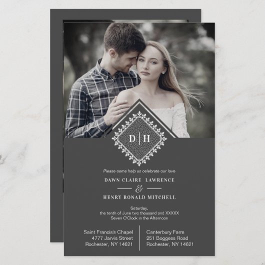 Cheap Wedding Initialen Ornament Lace (Voorkant / Achterkant)