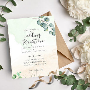 Cheap Wedding Reception Invitation Greenery Leaf Flyer